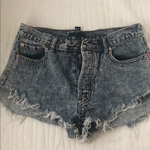 Distressed High Waisted Denim Shorts